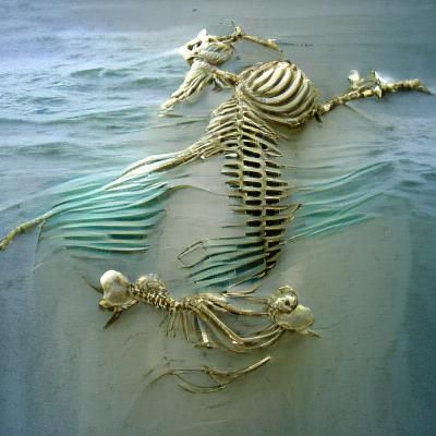 Detailed Mermaid Skeleton Illustration