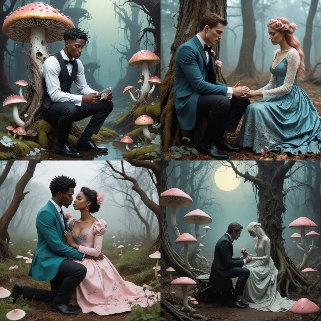 Surreal Proposal in Wonderland's Shadow