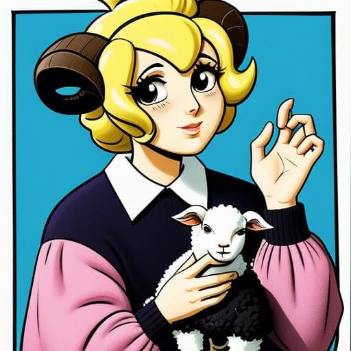 Nervous Cartoon Lamb Character