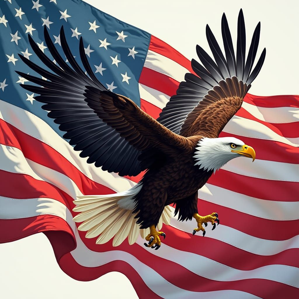 American Flag and Eagle in Comic Book Style