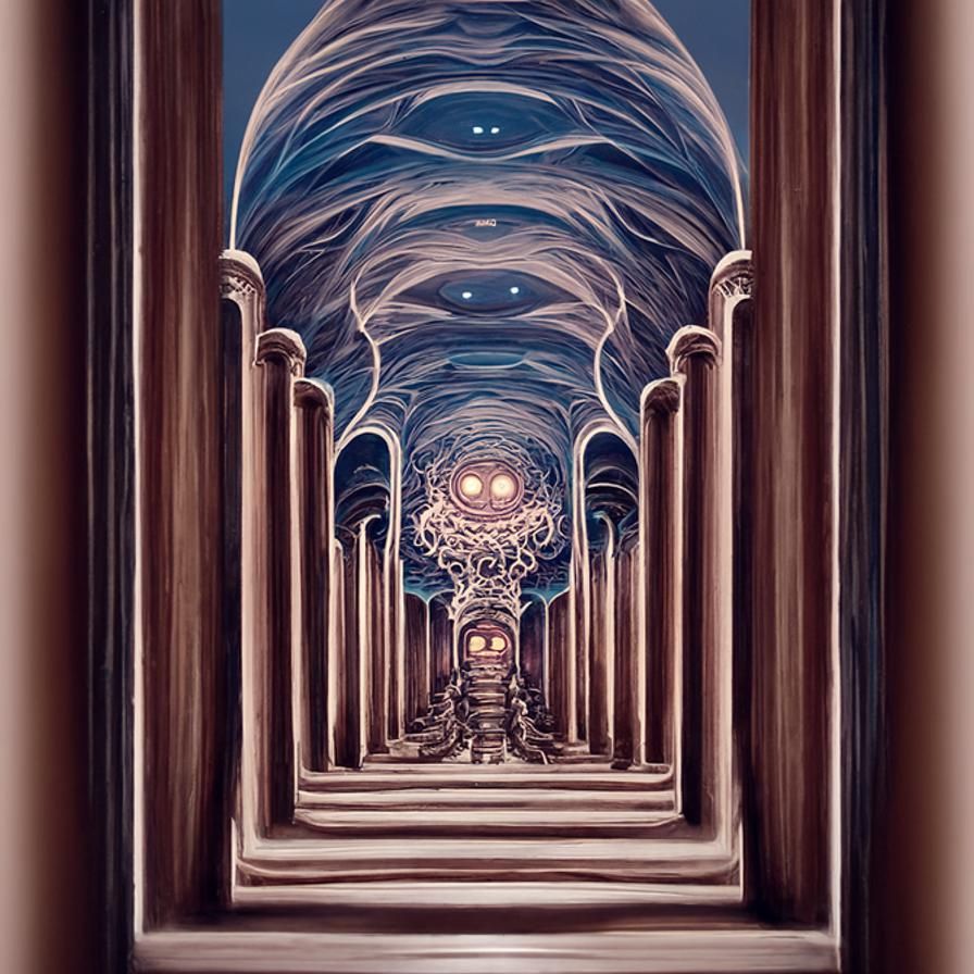 Infinite Column Hall Digital Illustration