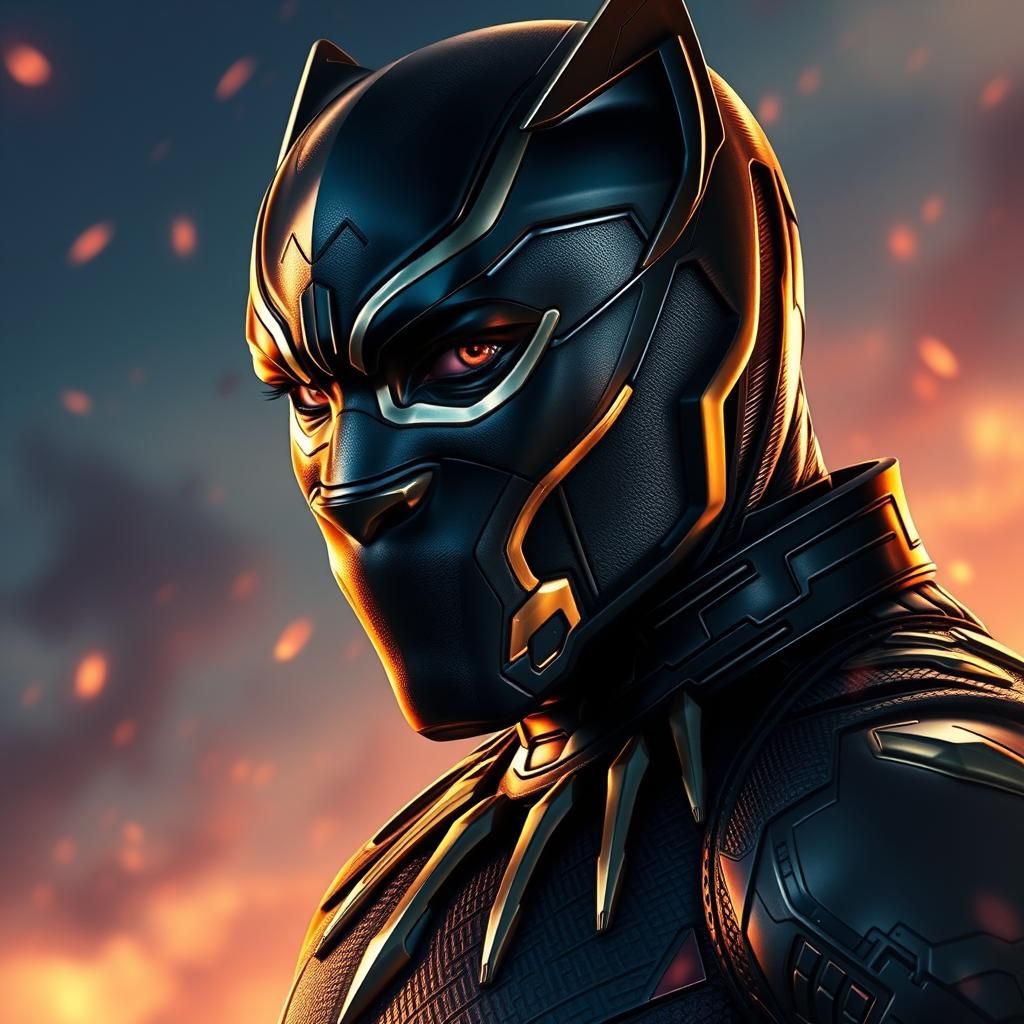 Hyperrealistic Black Panther with Wakandan Suit