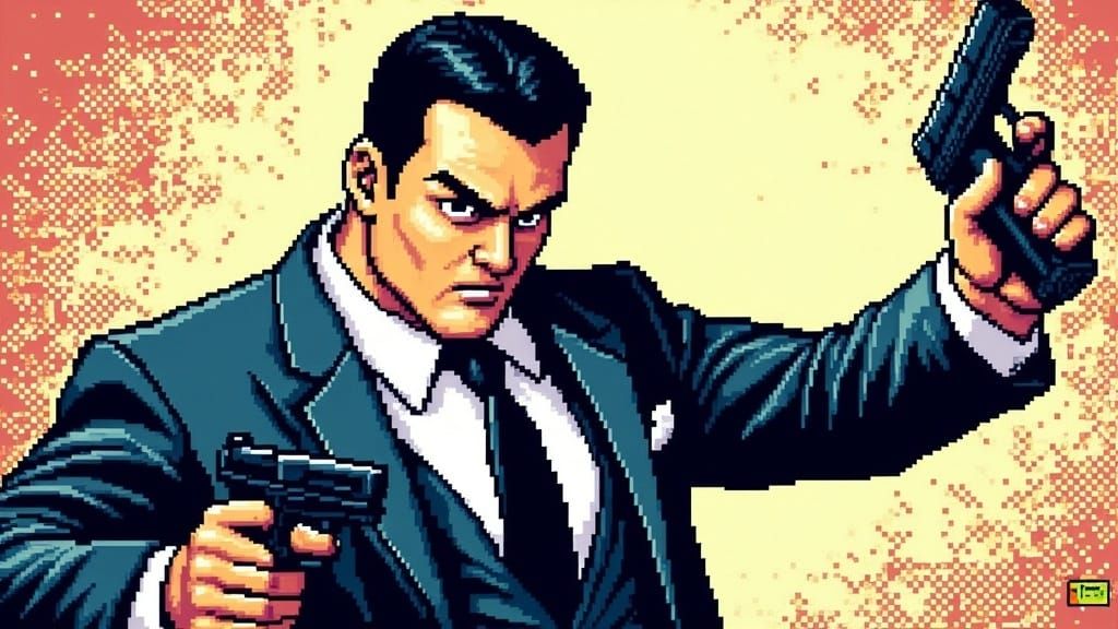 Pixel Art Korean Gangster in 8-Bit Style