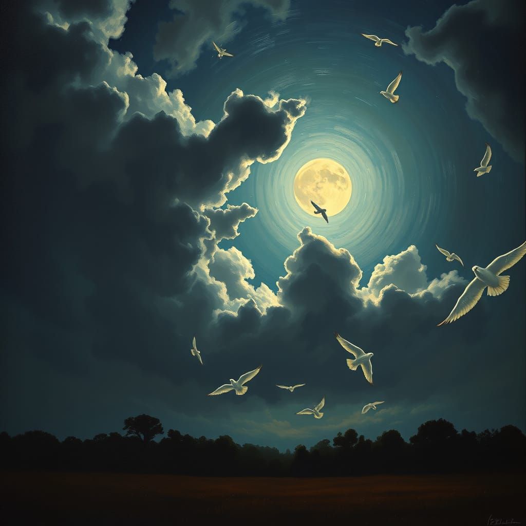 Dark Clouds Obscure Moon in Turner Style