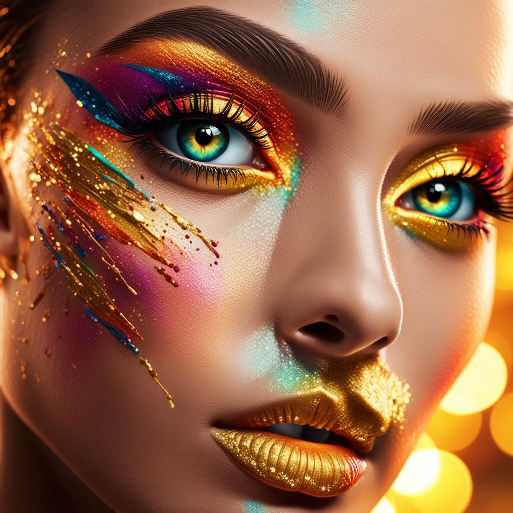 Vibrant Eyeshadow Portrait in Digital Art Style