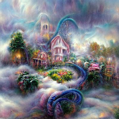 Ethereal Fantasy Landscape in Kinkade Style