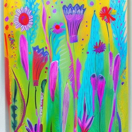 Boho Abstract Wildflower Acrylic Line Art