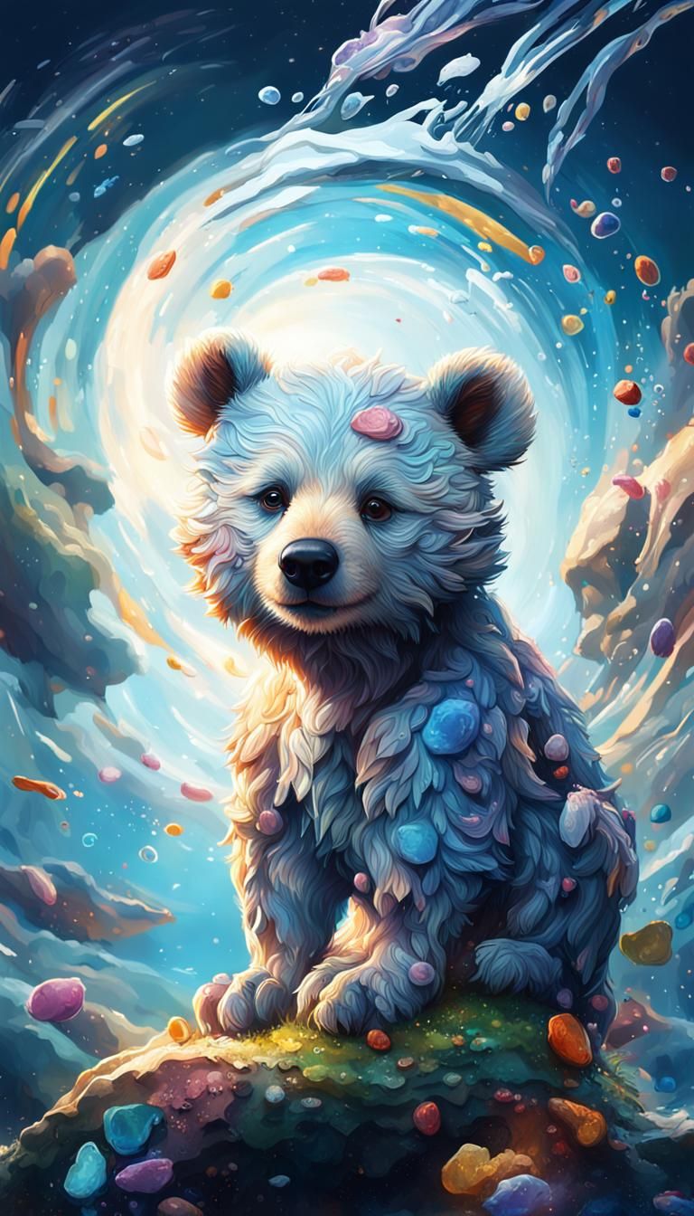 Quel mignonne petite oursonne Hyperrealistic, splash art, concept art, mid shot, intricately detailed, color depth, dram...