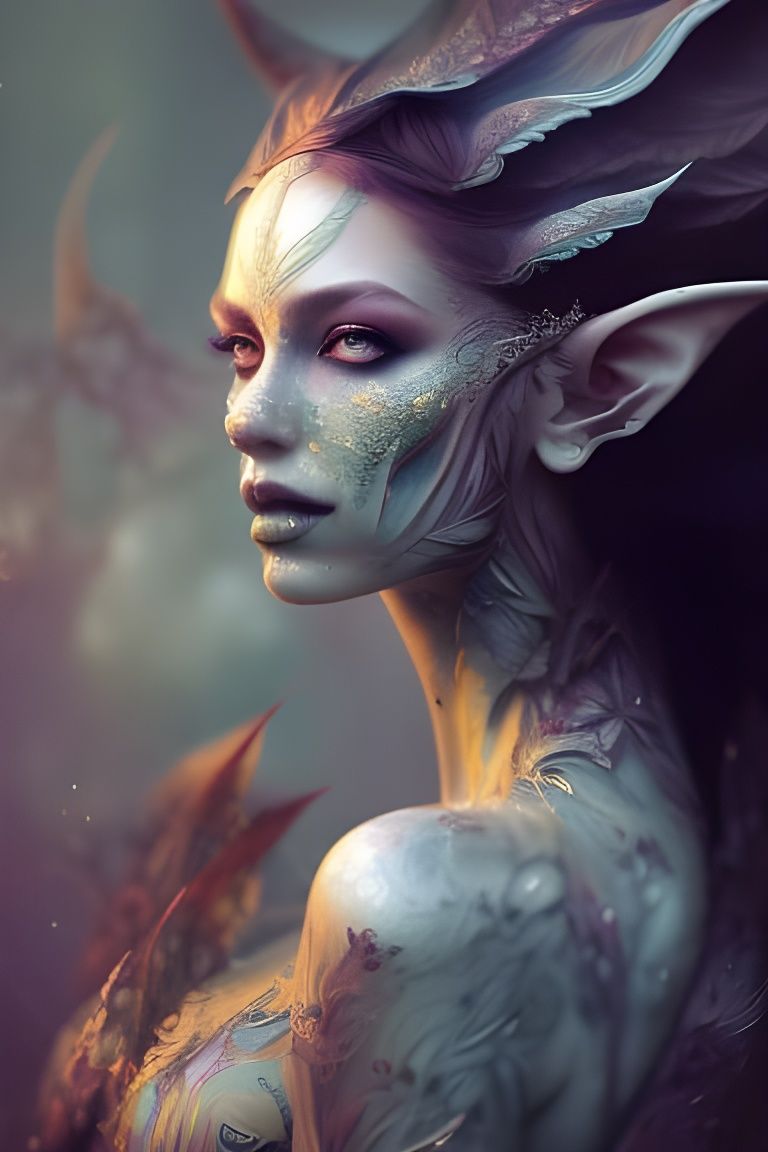 Beautiful Elf Girl Portrait with Floral Adornments