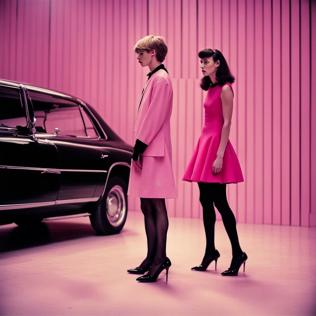 Dramatic Film Still: Teenage Boy in Pink Dress