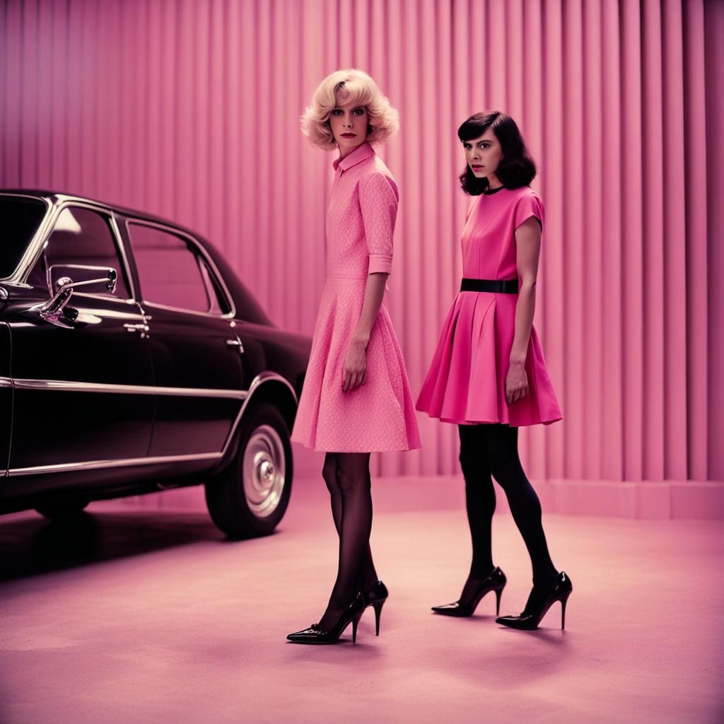 Dramatic Film Still of Boy in Pink Dress