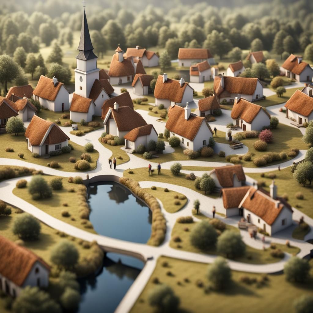 Charming 3D Map of Danish Village