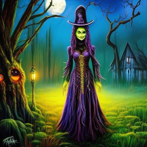 Swamp Halloween Comic Art in Burton Style