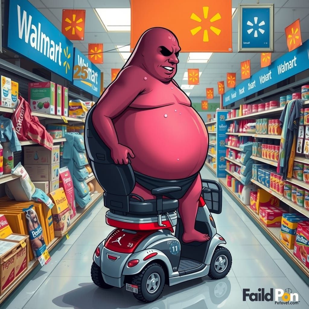Obese Jumpman Logo Cruises Walmart Aisles in Vibrant Pop Art...