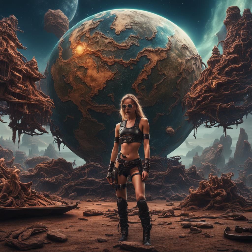 Leather Bikini Model on Alien Planet