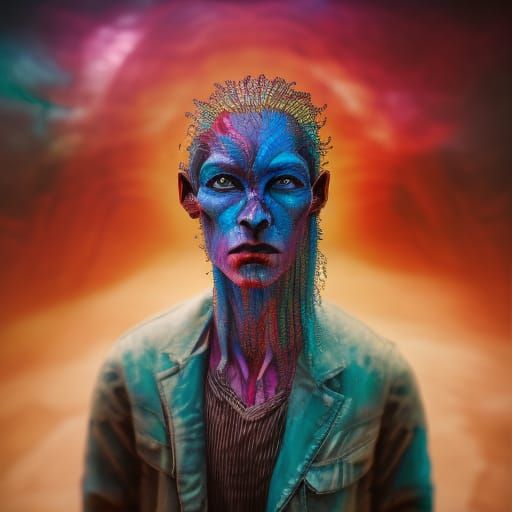 Ancient Cyborg Orc Portrait in Ethereal Style