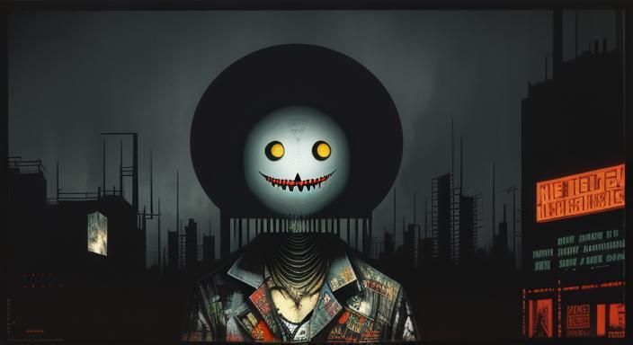 Disturbing Demonic Figure in Analog Horror Style