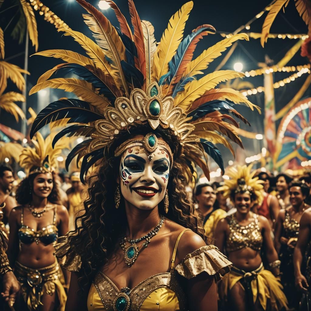 Brazilian Carnival Celebration: Cinematic Film Still