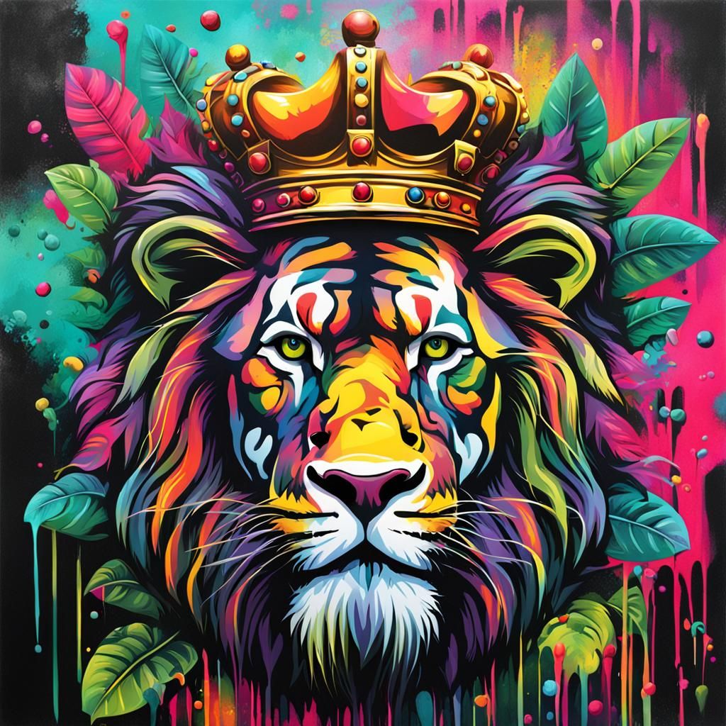 Jungle King Crown in Graffiti Art Style
