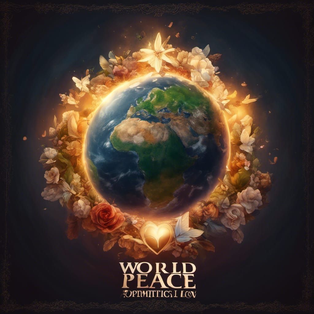 World Peace Poster with Love Logo in Photorealistic Style