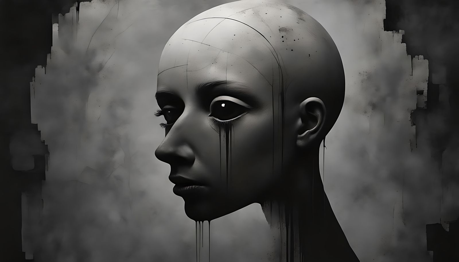 Unsettling Abstract Horror in Black and White