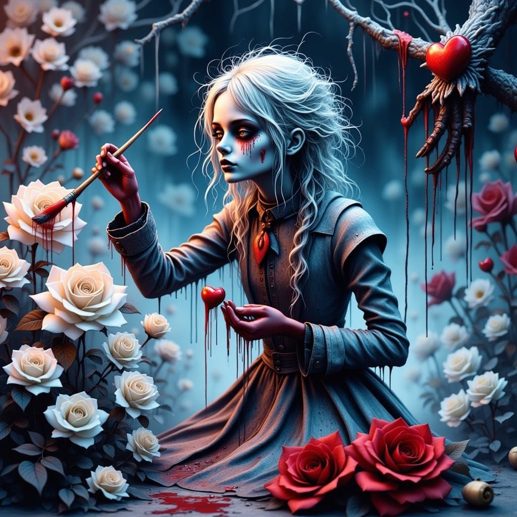 Insane Alice Paints Roses Red in Eerie Wonderland