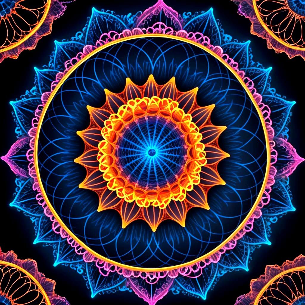 Radiant Spirograph Design in Psychedelic Twilight
