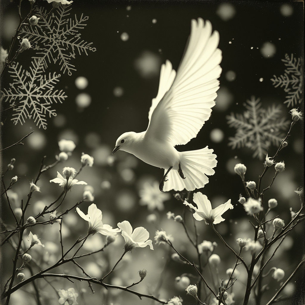 Surreal White Bird Photogram in Man Ray Style