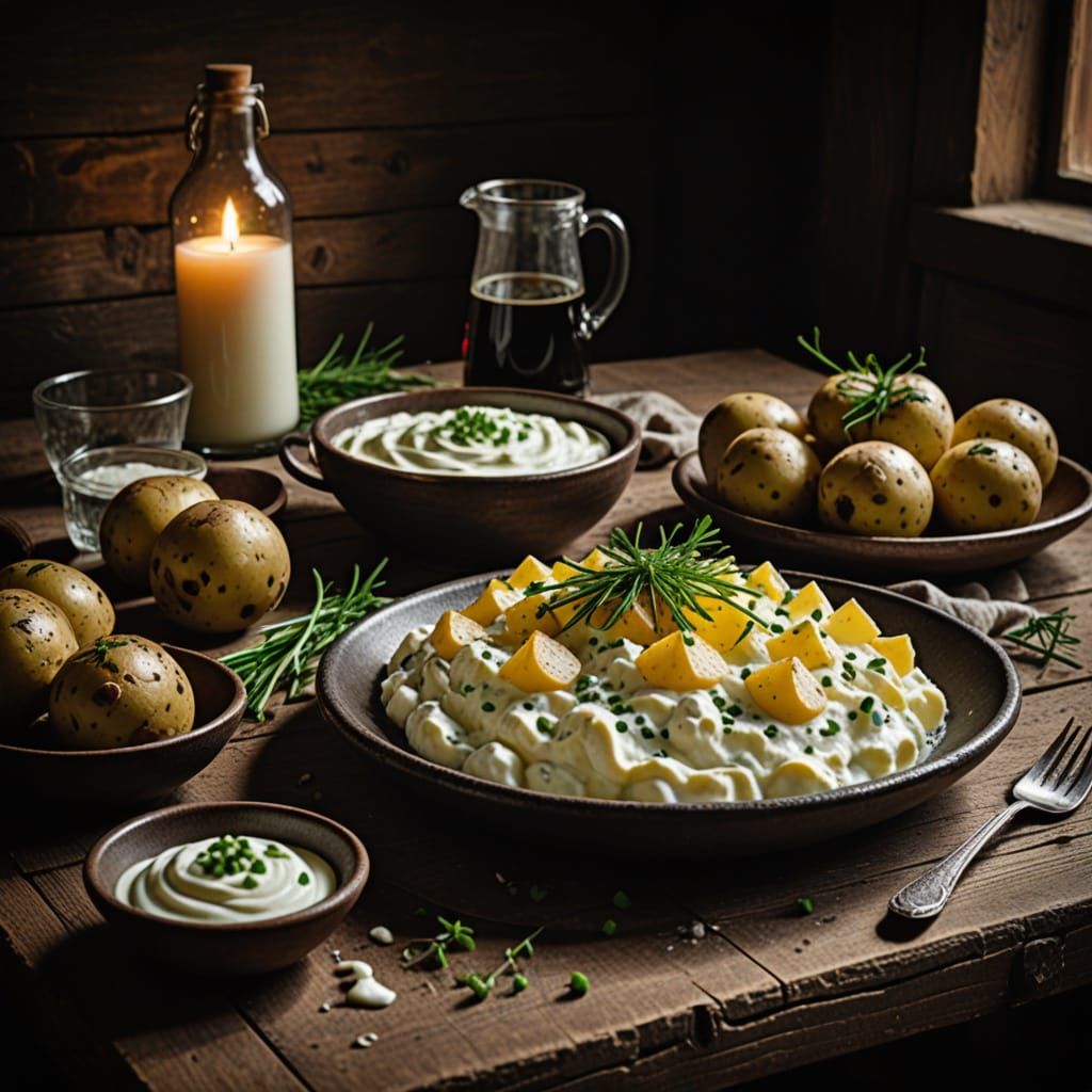 Traditional German Feast in Warm, Golden Light