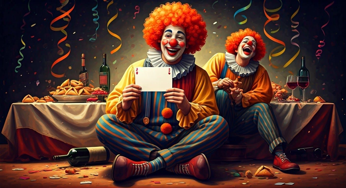 Vibrant Clown in Whimsical Purim Celebration