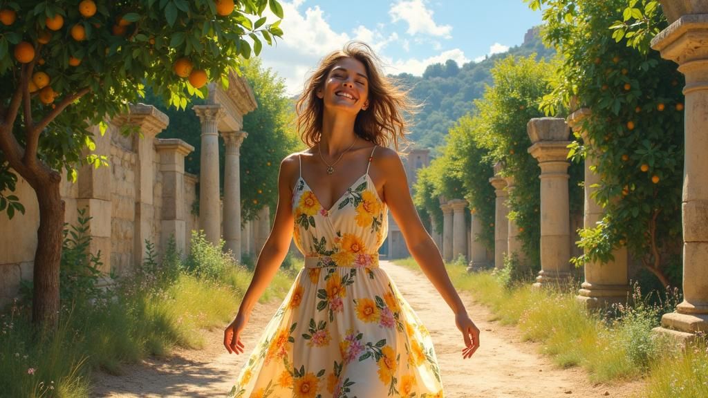Joyful Woman in Sicilian Lemon Grove