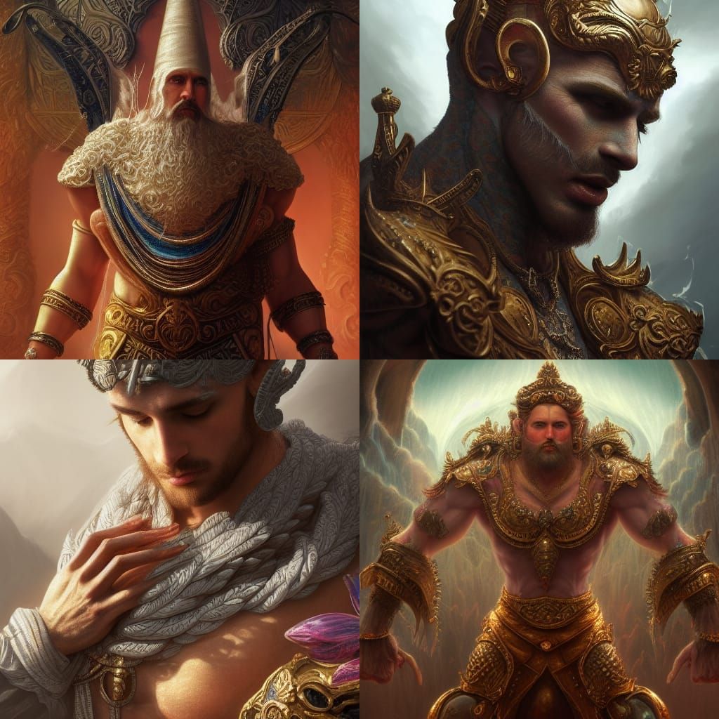 Hyperrealistic Linen-Draped God in Detailed Matte Painting