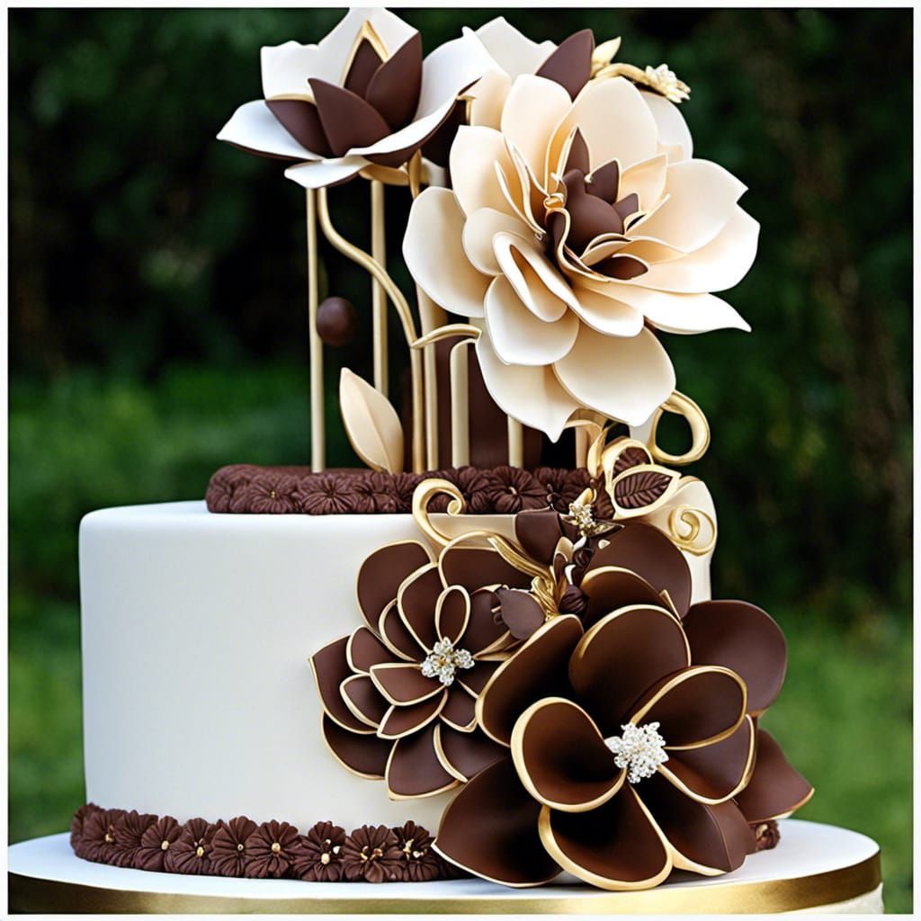 Romantic 3D Chocolate Wedding Cake with Figurines