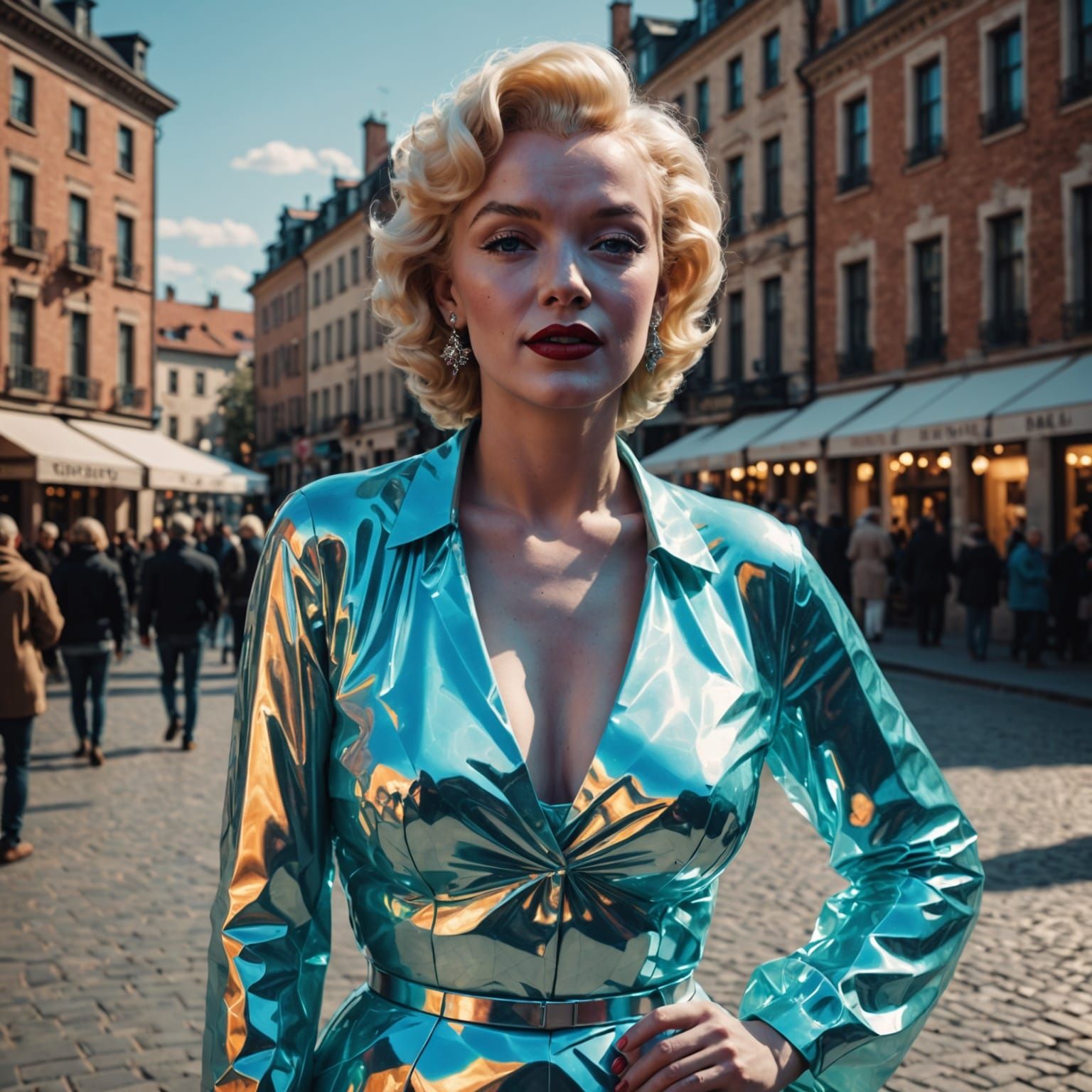 Digital Marilyn Monroe Hologram Statue in Town Square