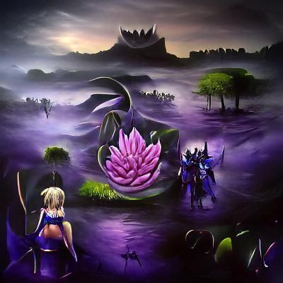 Goddess Nuit and Purple Lotus in Abyssal Garden