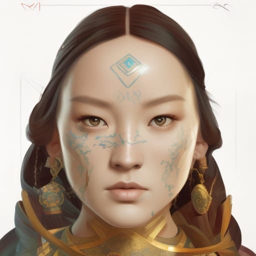 Mongol Queen on Horseback Portrait in Artstation Style