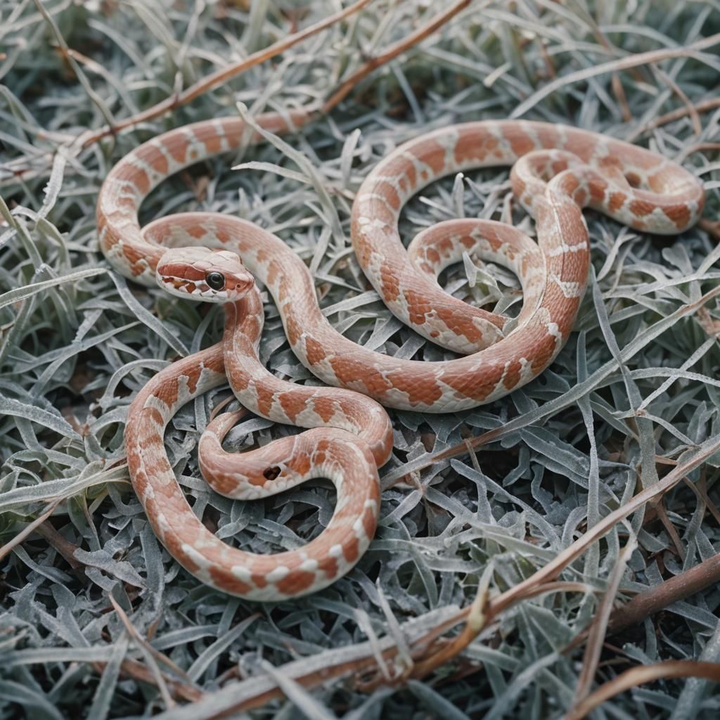 Snow Corn Snake in a Frosty Landscape