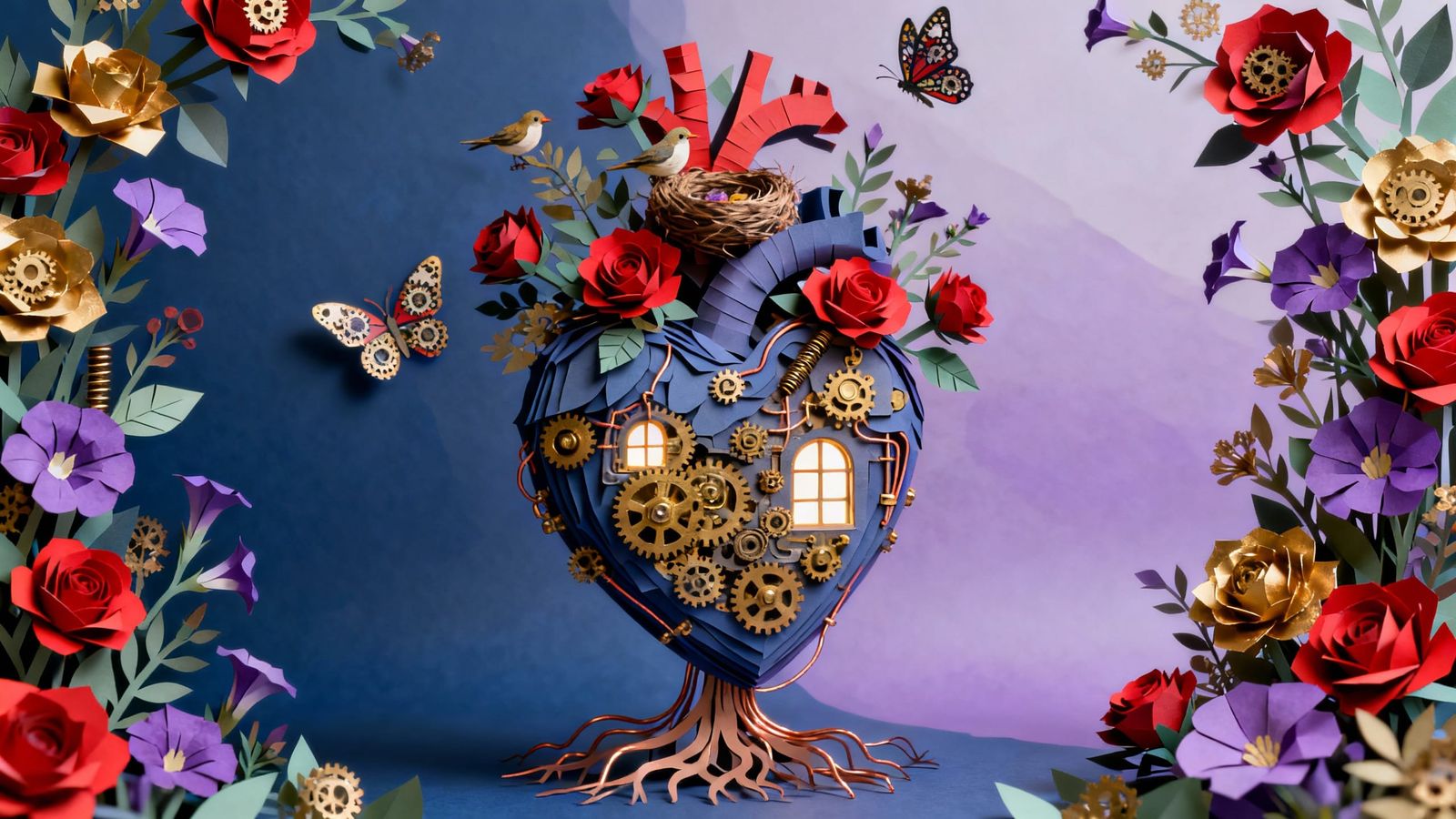 Mechanical Paper Heart Blooms Into Lush Garden