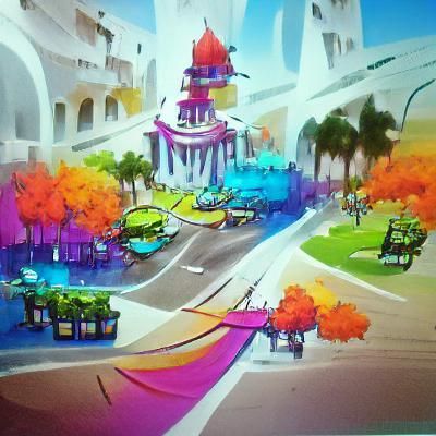 Colorful Cityscape Concept Art