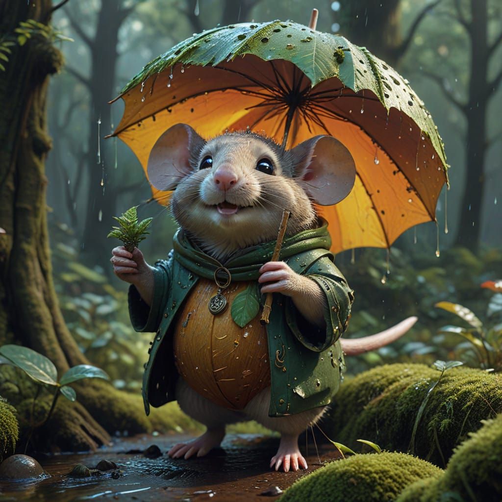 Chubby Mouse in Whimsical, Fantastical World