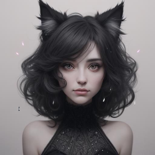 Calico Kitten Constellation in Bioluminescent Charcoal Style