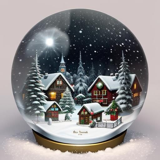 Enchanting Snow Globe Scene with Cozy Village