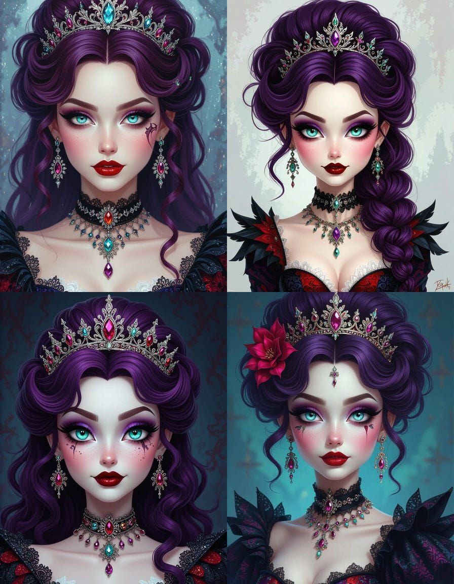 Animated Gothic Goddess in Post-Impressionistic Style