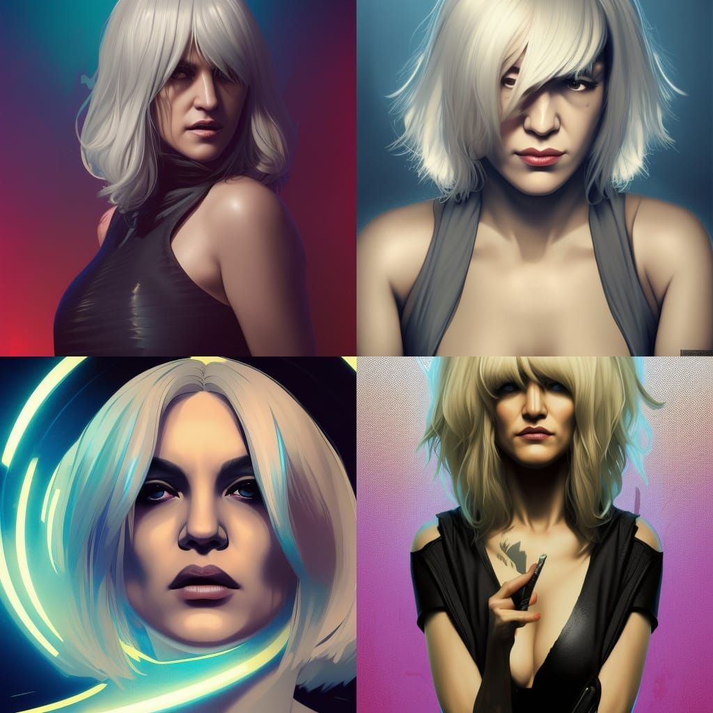 Asia Argento Atomic Blonde Portrait in Artstation Style