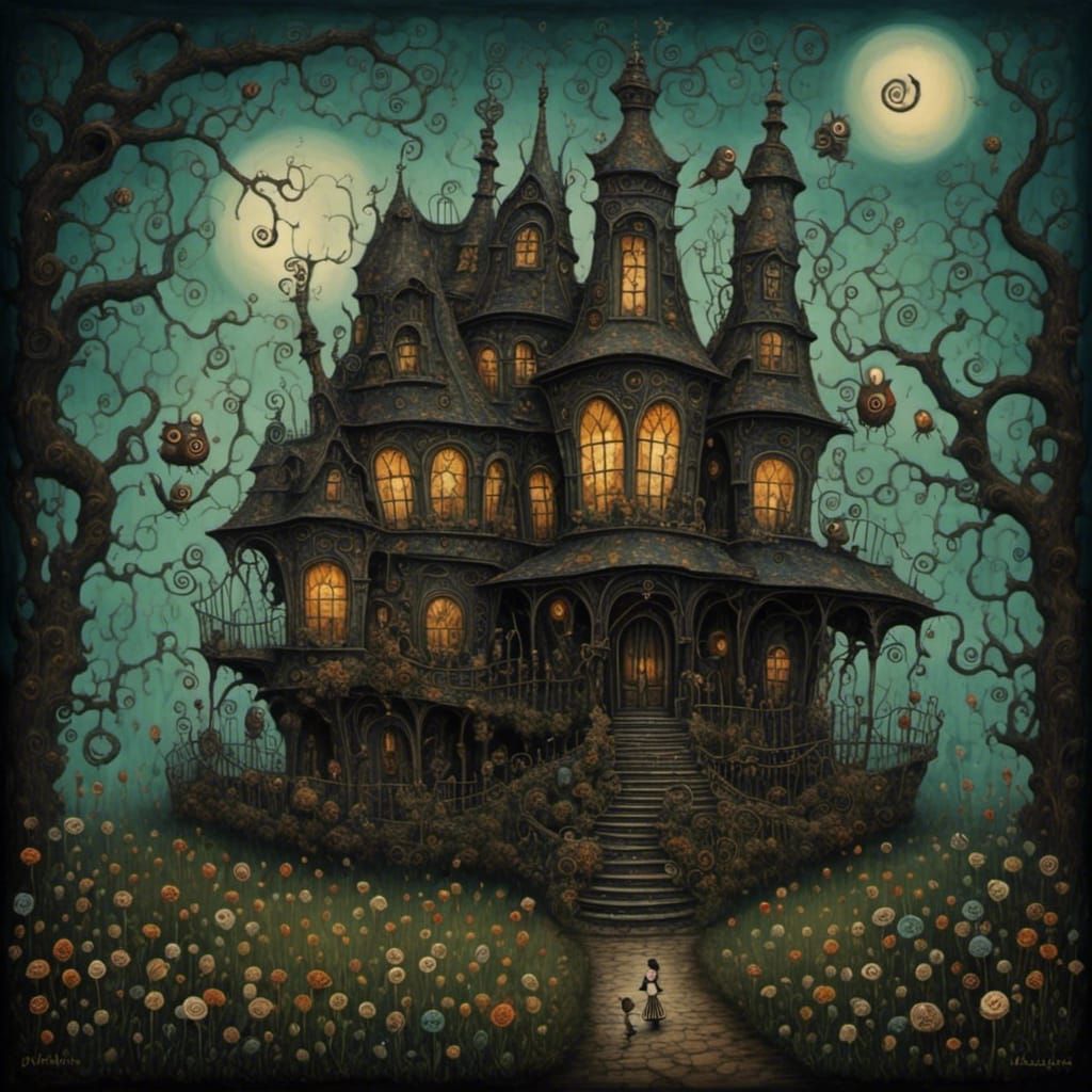 Dark Whimsical Contemporary Art Piece