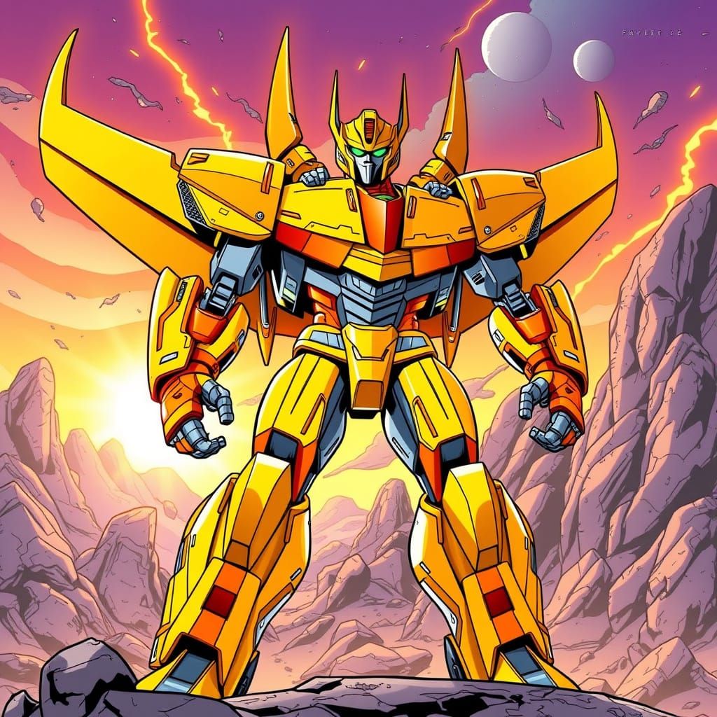 Decepticon Sunstorm: Heroic Cybertron Portrait in Comic Styl...