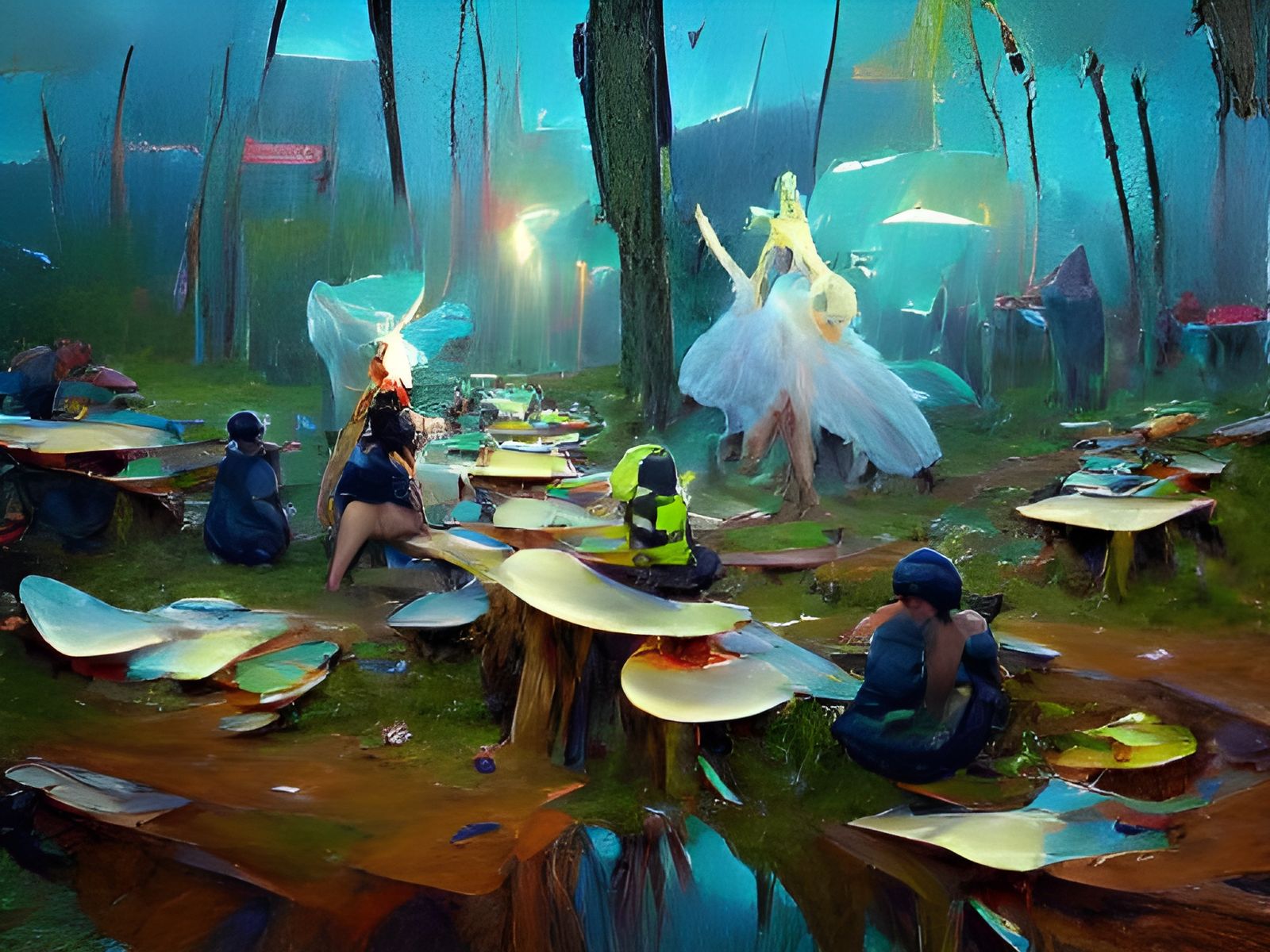 Mushroom Forest Fairy Festival in Retro Style