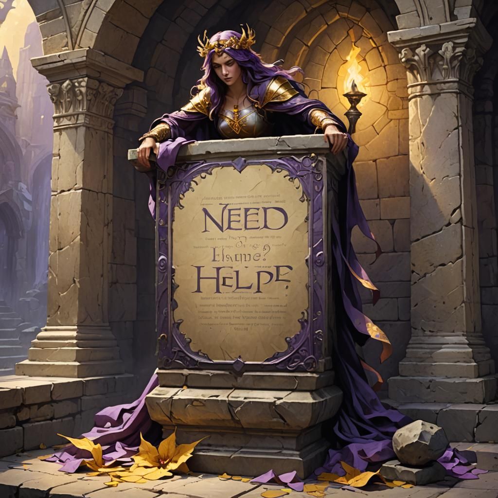 Dark Fantasy Medieval Message on Stone Pedestal