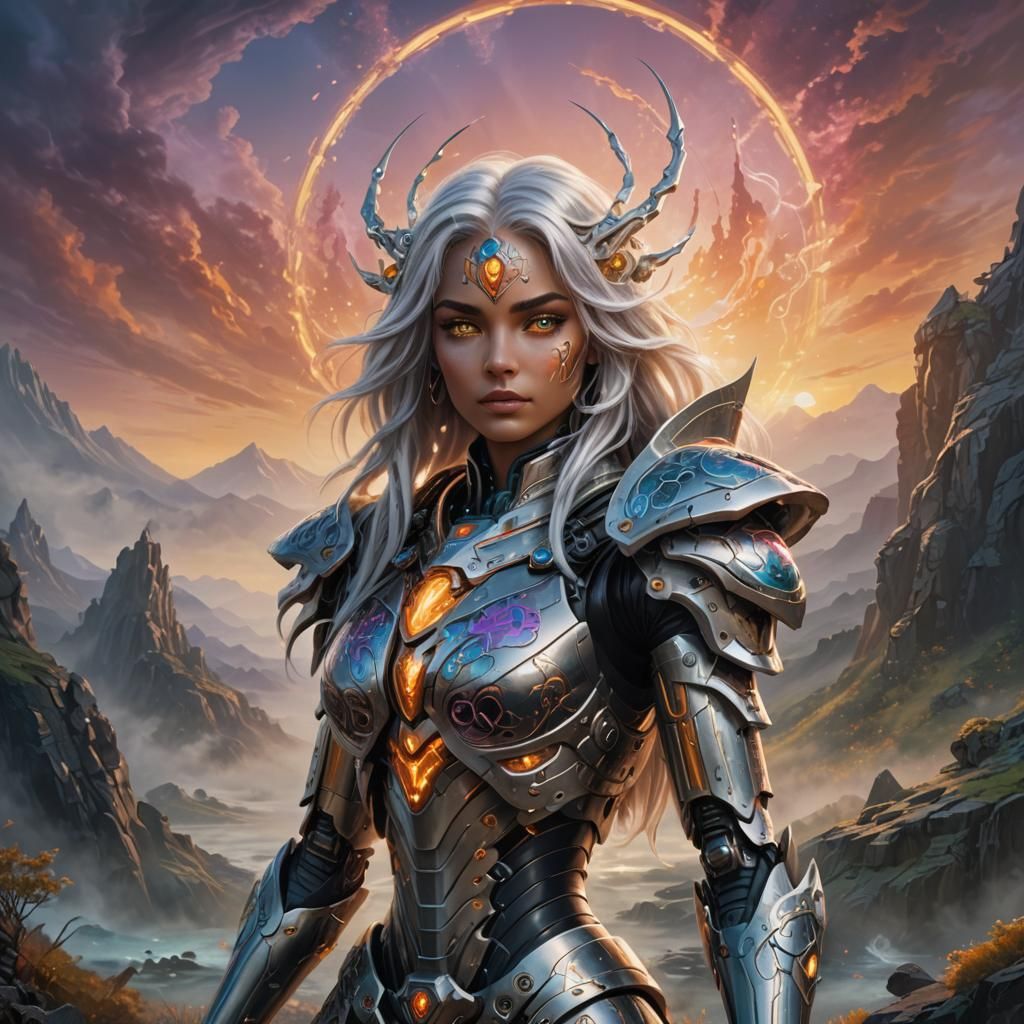 Bionicle Heroine in a Dreamlike Surrealist Portrait