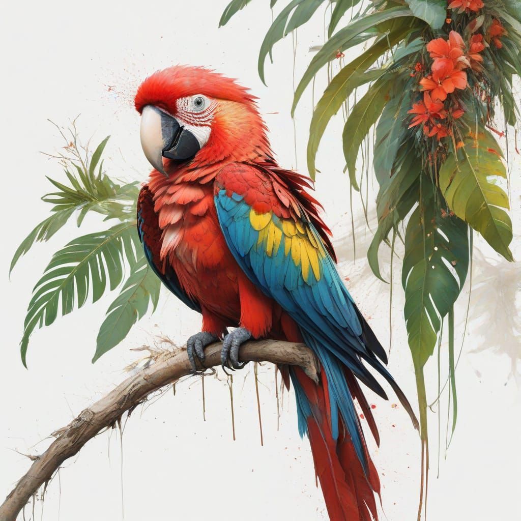 Enchanting Whimsical Tree Bird in Vibrant Colors